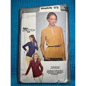 Simplicity Sewing pattern 9731 knit top polo 1980s size 20 1/2 22 1/2